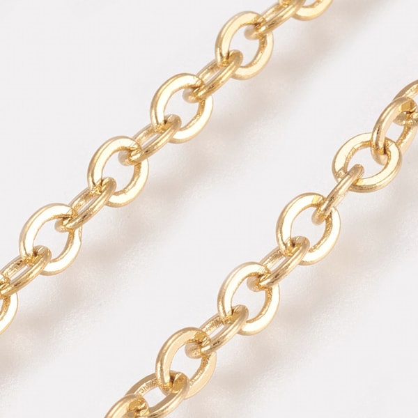 24 Inch 24k Gold Rolo Chain Necklace, 4 mm, DIY Necklaces