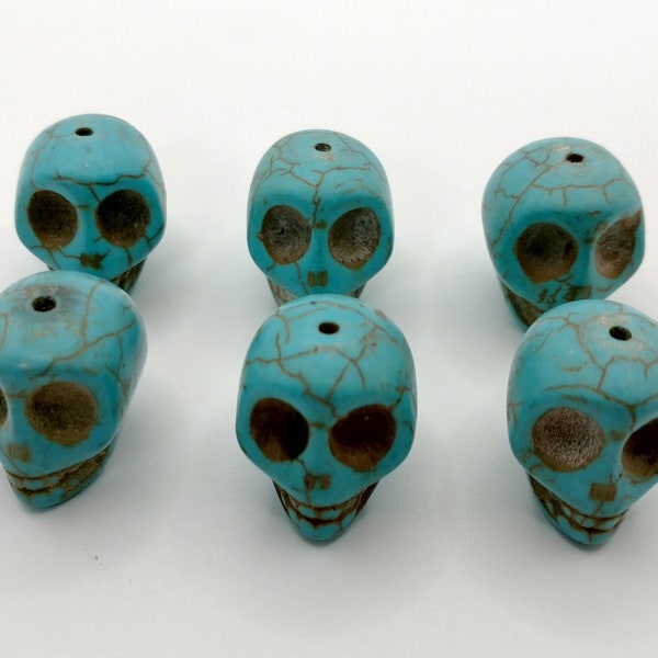 White or Turquoise Howlite Skull beads, 18X14X16mm, 6pcs