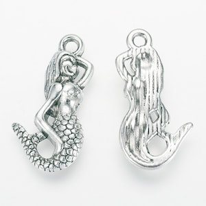 Pingentes de sereia, 24 x 12 mm, Deusa do mar, 10 peças