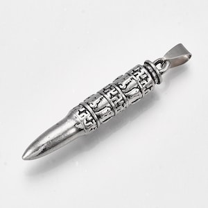 Om Mani Padme Hum Bullet Pendants, Mala Bullet Pendants, 51.5x9mm, Protection Amulet