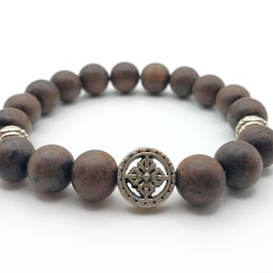 Men&#39;s Wood and Crossed Vajra Buddhist Bracelet