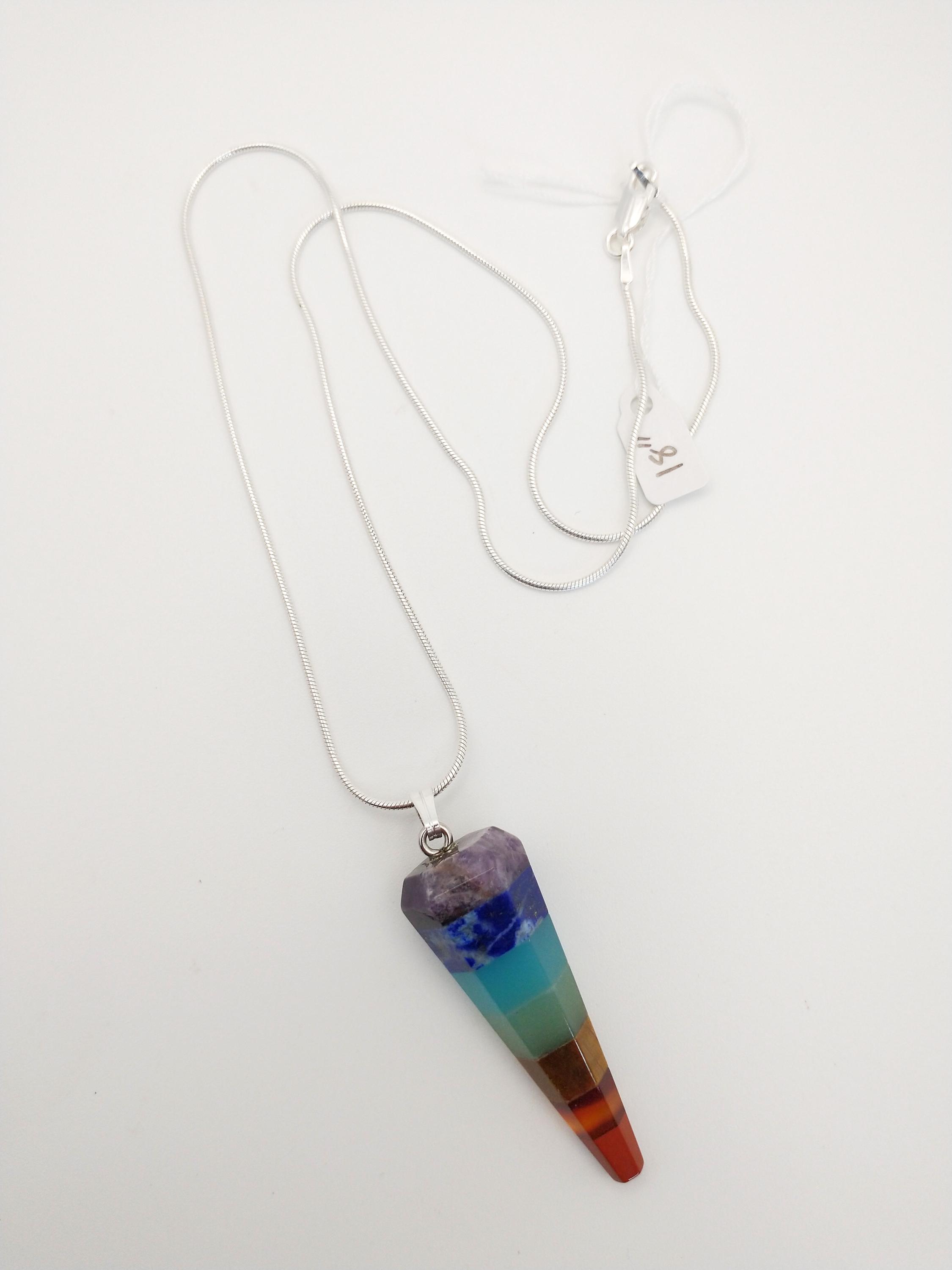 925 Sterling Silver Snake Pendant With Chakra Stones In Glass Tube - Spiritual Jewelry, Snake Charm Necklace