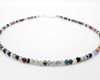 14-16" Delicatte Handmade Multicolored Agate Choker Necklace, Stackable Necklace