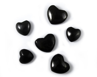 Polished Black Karelian Shungite Hearts, Pain Relieve, Healing Stones