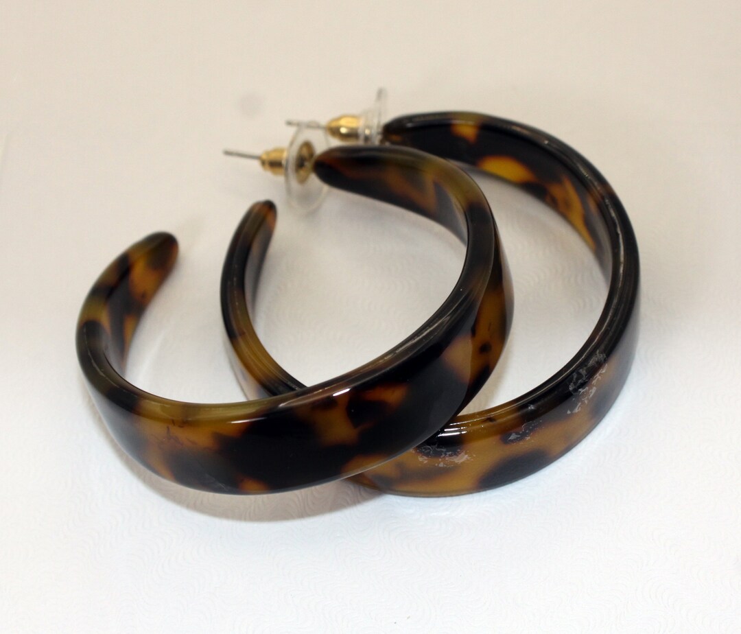 Faux Turtle Shell Hoop Earrings, Jewelry Gift, Hawaiian Jewelry - Etsy