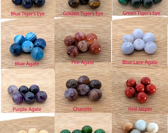 Assorted 8mm Gemstone Beads, pkg of six, for DIY Bracelets, Necklaces, Bead Stack B