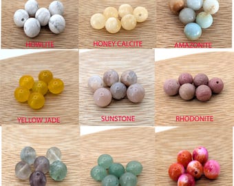 Assorted 8mm Gemstone Beads, pkg of six, for DIY Bracelets, Necklaces, Bead Stack A