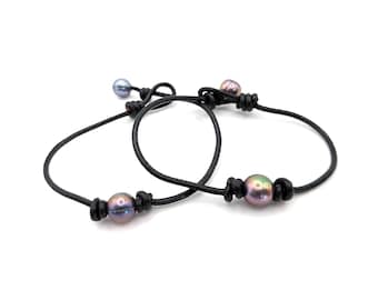 Freshwater Pearl Bracelet Leather Cord 8mm 7-7.5" Length