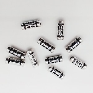 Antique Silver & Bronze Tube Spacer Beads: Tibetan Style, 13x5mm, 50pcs
