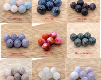 Assorted 8mm Gemstone Beads, pkg of six, for DIY Bracelets, Necklaces, Bead Stack D