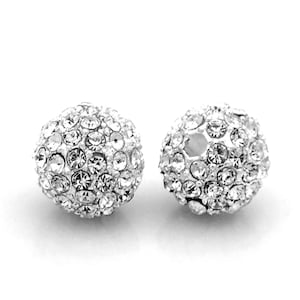 Rhinestone Beads, Pave Ball Beads, 10x9.5mm, 5 pcs