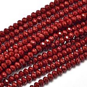Red Faceted Rondelle Beads, 15.5 Inch Bead Strands, Brick Red, 4x3mm