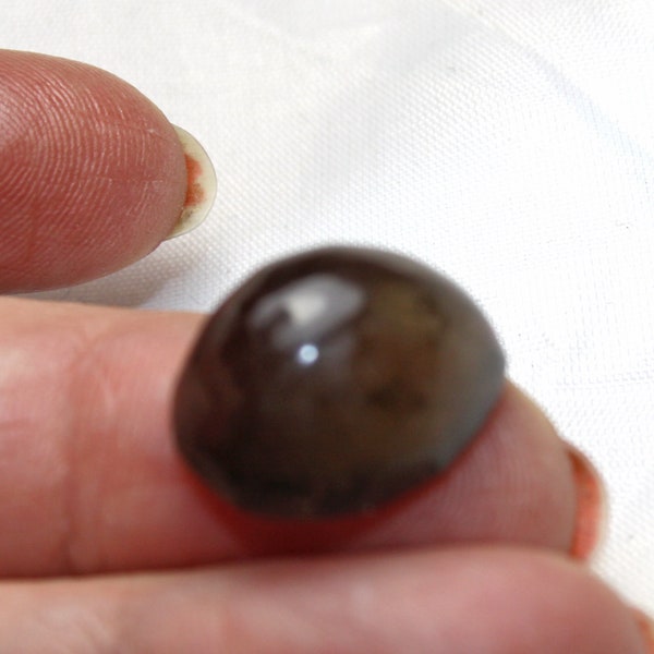 Smoky Quartz Oval Cabochon, Handmade, 15 X 18 X 8 mm, 1 Per pkg