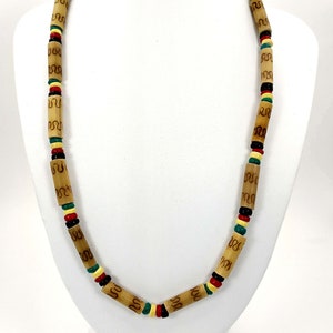 17.5&quot; Bamboo, Coconut Rasta Choker Necklace, Hawaiian Choker Necklace, Beach Jewelry, Rasta Necklace, Bohemian Necklace