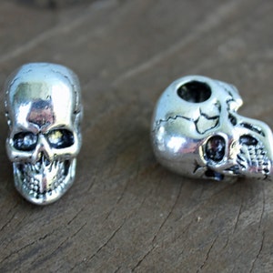Silver Plated Skull Beads, 15.5x10x12mm, 1 pc