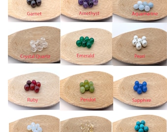 Assorted 8mm Birthstone Beads, pkg of six, for DIY Bracelets, Necklaces