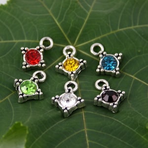 Diamond-Shaped Crystal Colored Gems Charms, 12x18 mm, 5 Per pkg