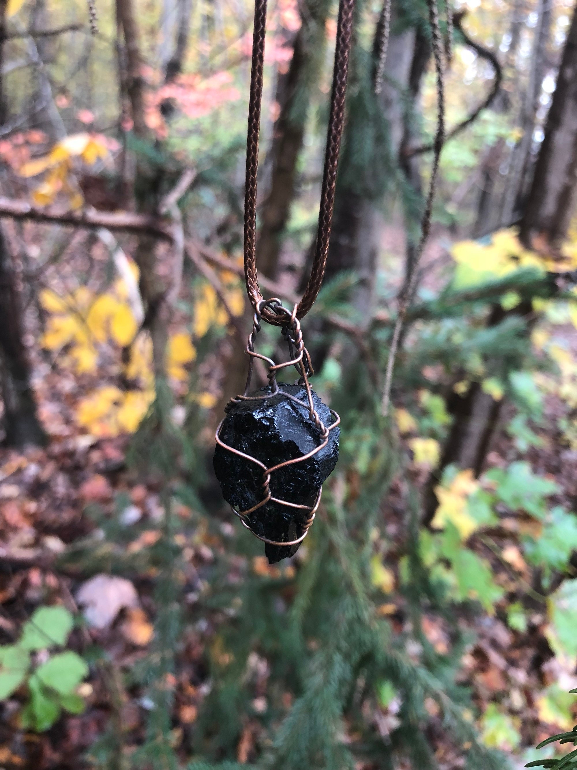 Colgante de turmalina negro natural Etsy