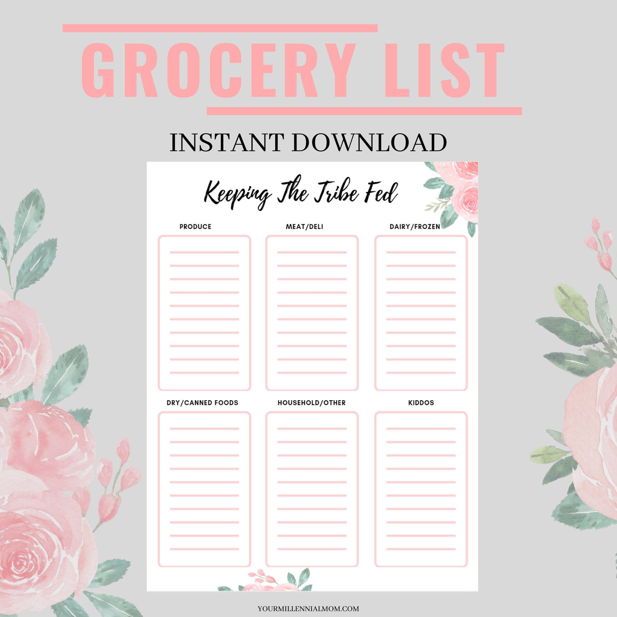 grocery list printable etsy