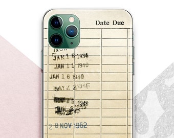 Library Card Date Due Clear Phone Case: Book Lover Gift