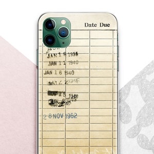 Date d'échéance de la carte de la bibliothèque iPhone 16 15 14 13 12 11 Coque / Amoureux des livres Samsung 24 23 22 21 FE Note 20 Coque / Lecture Google Pixel 9 8 7 Rat de bibliothèque
