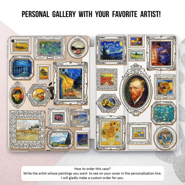Custom Gallery iPad Pro 12.9 11 2022 Gogh Klimt Frida Munch iPad Mini 6 5 4 3 Air 2 1 Classic Painting Case Art iPad 9.7 2018 10.9 10.5 10.2