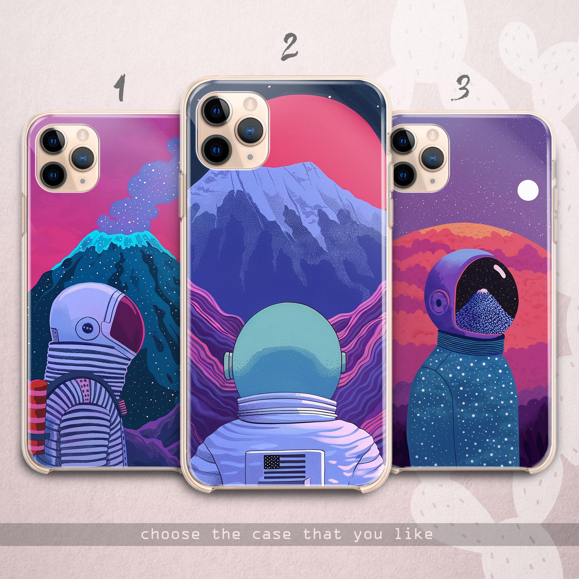 Mars Art iPhone 16 15 14 13 12 11 xr xs case / Bright Spaceman Galaxy 24 23 22 21 20 / Astronaut & Volcano Google Pixel 9 8 7 / Cosmos cover