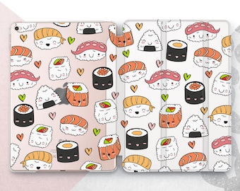 Tasty Sushi Roll iPad Pro 12.9 11 2022 Cover Cute Asian Food iPad Mini 6 5 Yummy Red Fish iPad Air 4 3 Case Kawaii Japan iPad 10.9 10.5 10.2