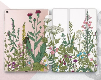 Wildflowers iPad Pro 13 12.9 11 / Garden Flowers Mini 7 6 5 Air 4 3 Case / Spring Summer Plant iPad 10.9 10.5 10.2 / Green Floral Smartcover