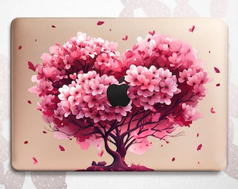 Sakura Heart Macbook Pro 16 15 14 Case Cherry Blossom Mac Air 13 11 M3 cover Japanese Pink Tree Hard Retina Valentine's Day Plastic Mac 12