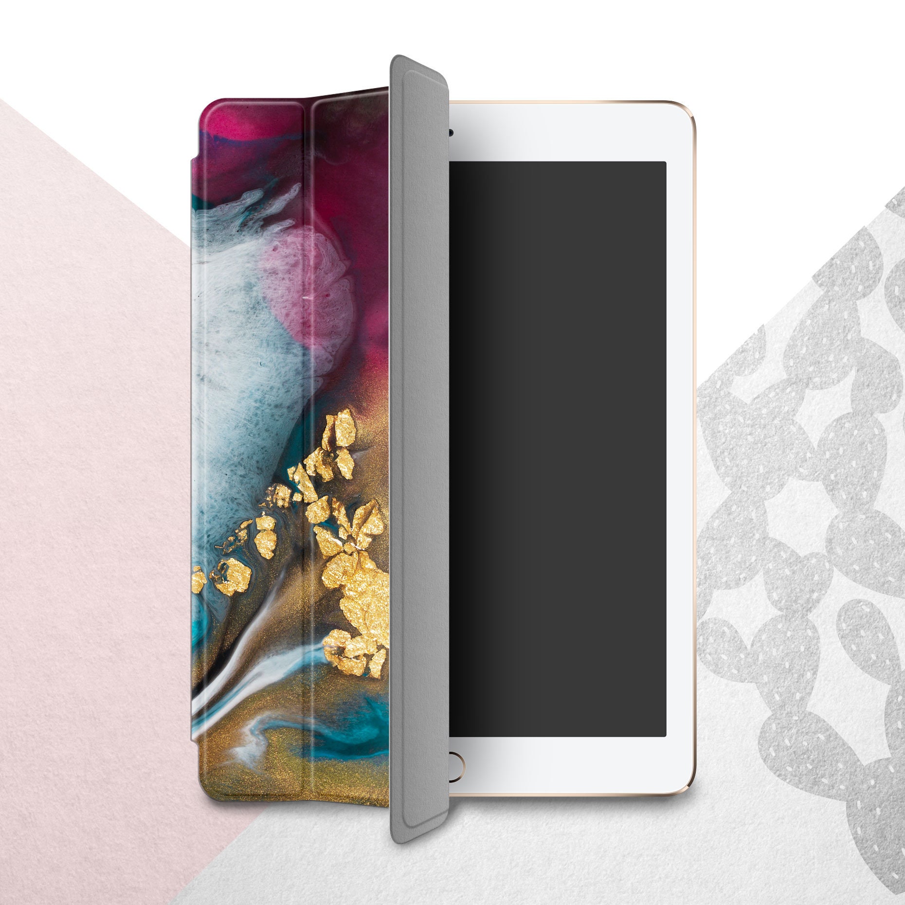Złoty plaster iPad 9.7 2017 2018 / Akwarelowy iPad Mini 7 6