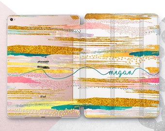 Golden Chevron iPad 10.9 10.5 10.2 Cover / Glitter Personalized iPad Mini 7 6 Air 5 Case / Magic Pretty Gift iPad Pro 13 12.9 11 2024 2022