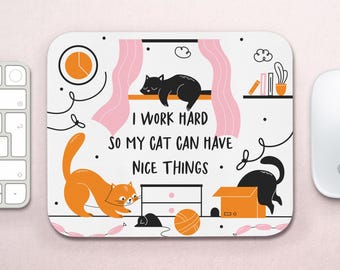 Funny Cat Mouse Pad: Animal Lover Office Decor