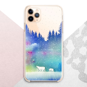 Winter Forest Google Pixel 9 8 7 / Christmas Polar Bear Samsung 24 23 22 21 20 / White Animals iPhone 16 15 14 13 12 mini 11 pro / Xmas Gift