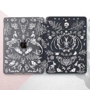 Gotisch skelet iPad Pro 13 12.9 11 hoes / Occult Witch Mini 7 6 / Black Magic iPad Air 5 4 3 hoesje / Horror Skull iPad 10.9 10.5 10.2 donker