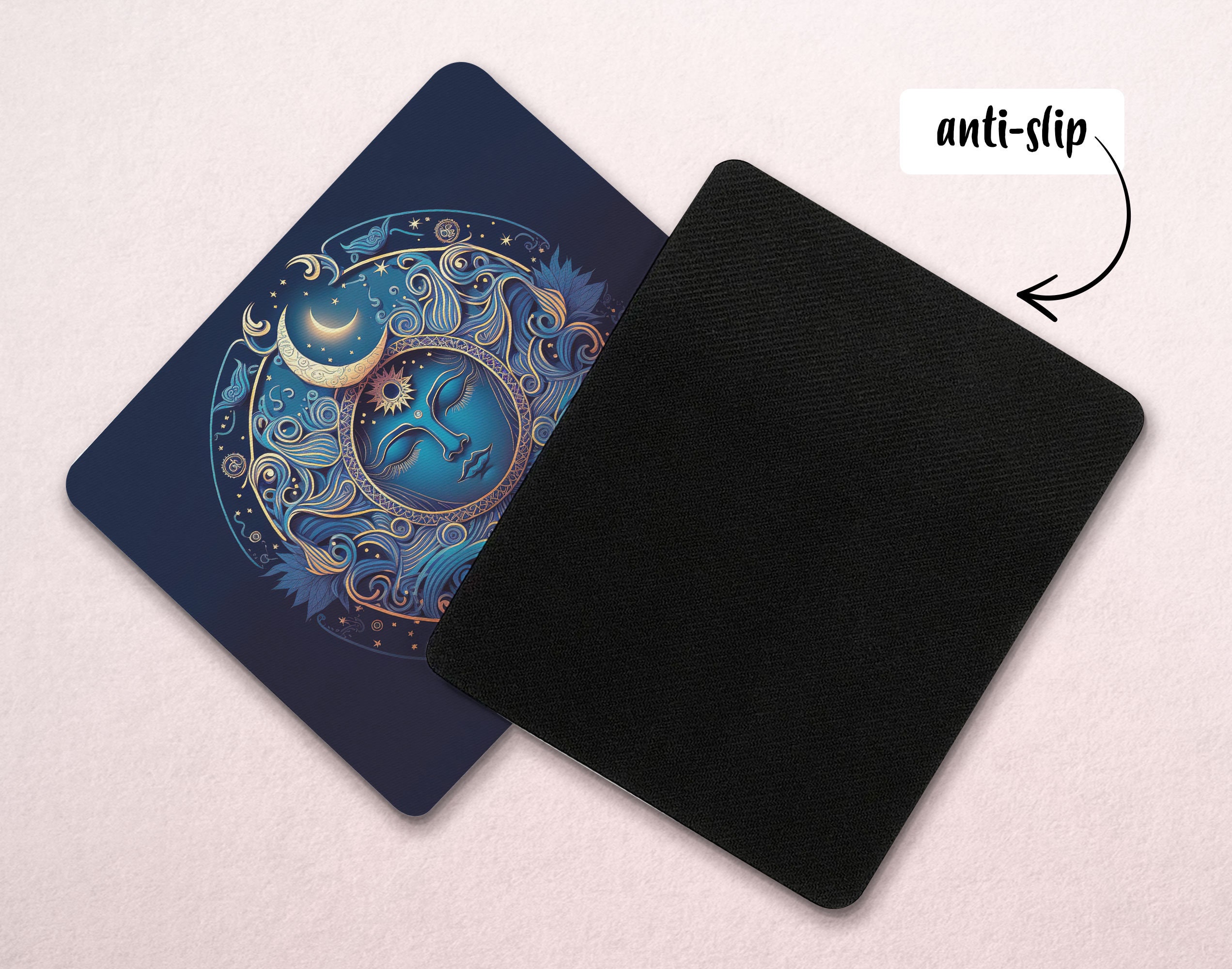 Tapis De Souris Motif Soleil Céleste Lune étoiles Style