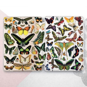 Old Illustration Butterfly iPad Pro 12.9 2022 Case Vintage Insects iPad Mini 6 Air 5 4 3 2 Cover Aesthetic Wing iPad 9.7 2018 10.9 10.5 10.2