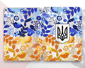 Coat Arms of Ukraine iPad Cover / Blue Yellow Flowers Case / Ukrainian Flag Symbol Smartcover