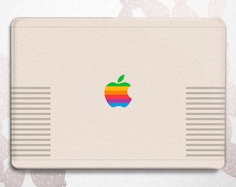 Rétro Apple Macbook Pro 16 15 14 13 2024 boîtier 80s 90s Plastique Mac Air 13 11 Couverture vintage Minimaliste Macbook Retina 2015 Old Rainbow Logo M3