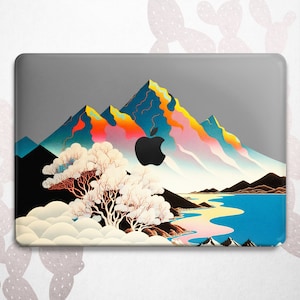 Japanese Style Mountain Macbook 2024 2023 case Classic Asian Art Nature M4 Pro 16 15 14 cover Vintage Illustration Traditional Mac Air 13 11