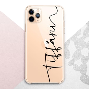 Personalized iPhone 16 15 14 13 12 11 x case / Custom Pretty Heart Samsung 24 23 22 21 20 / Vertical Handwriting Name Google Pixel 9 8 7 6 5