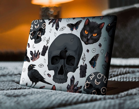Witchcraft Macbook Case: Skull, Cat, Raven Goth Design