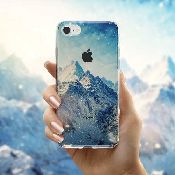 Nature iPhone 15 14 13 12 mini 11 XR xs X Case Transparent Snow Samsung 24 23 22 21 20 Note 10 Cover Google Pixel 8 7 6 XL Winter Mountains