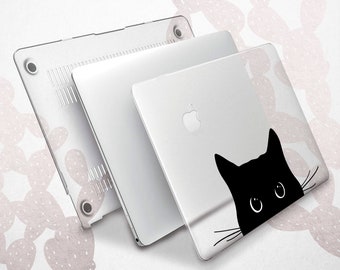 MacBook Pro 16インチ 全透明 ハードカバー 猫 ねこ 猫好きのためのMacBook Pro 16ケース / かわいい黒猫のMacカバー
