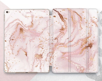 Pink Gold Alcohol Ink iPad 10.9 10.5 10.2 Smartcover Marble Texture iPad Mini 6 Case Abstract iPad Air 5 4 3 2 1 Watercolor Pro 12.9 11 2022