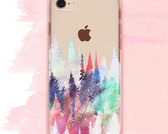 Watercolor Forest iPhone Case / Colorful Tree Art Cover / Woodland Phone Design