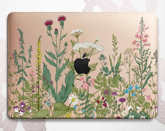 Macbook-skal med vildblommor / hårt omslag till blommig trädgård
