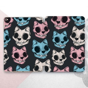 Skull Cat iPad Case / Gothic Animal Tablet Cover / Halloween Smartcover