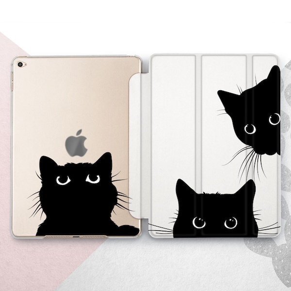 Cat Lover iPad Mini 6 5 Cover Kawaii Black Kitten iPad Pro 12.9 11 Silhouette Pet iPad Air 5 4 3 2 Case Cute Animal iPad 10.9 10.5 10.2 Meow