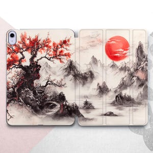 Japanese Landscape iPad 10.9 10.5 10.2 10th Cover / Mountains & Red Sun iPad 9.7 Mini 7 6 Air 5 4 Case / Chinese Sakura iPad Pro 13 12.9 11